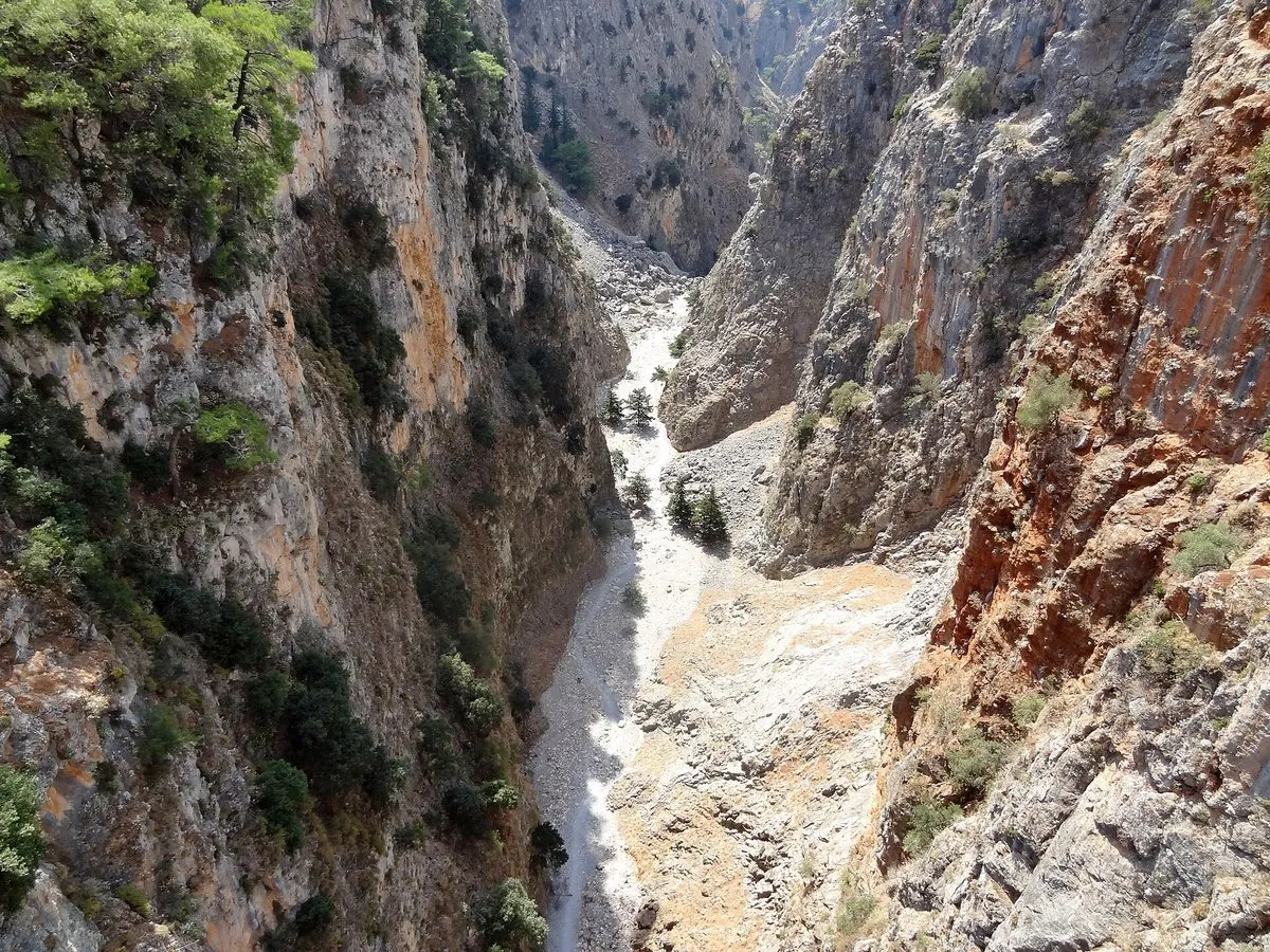Looking down into the depths of the Aradena gorge