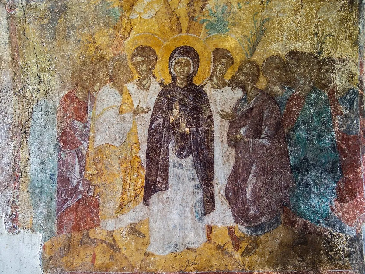 A Byzantine fresco inside Agios Konstantinos