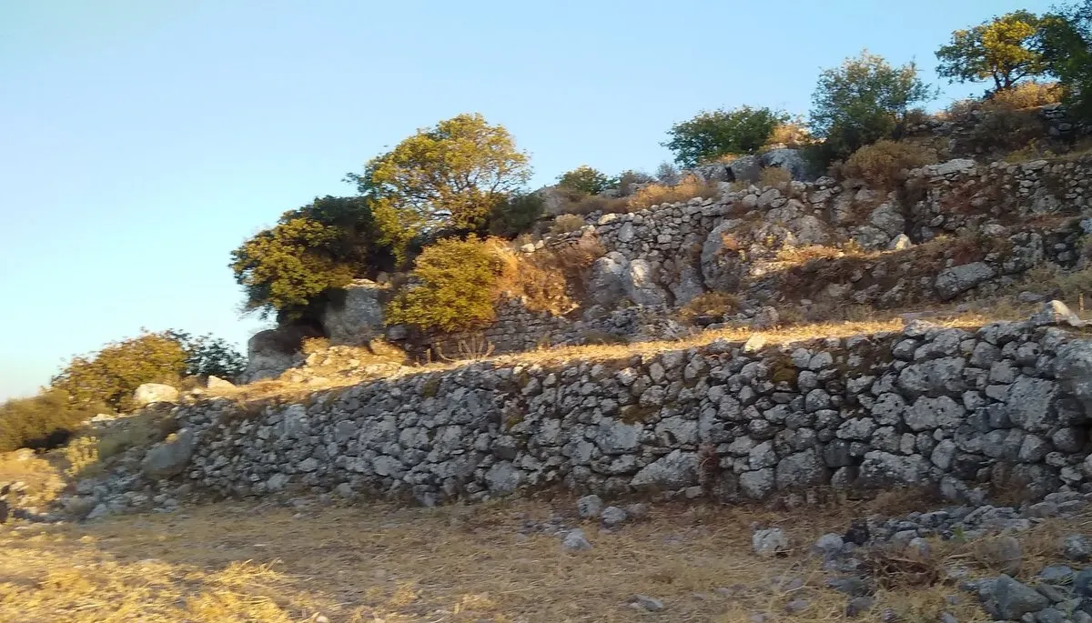 Terrace walls of the ancient city on the hillside