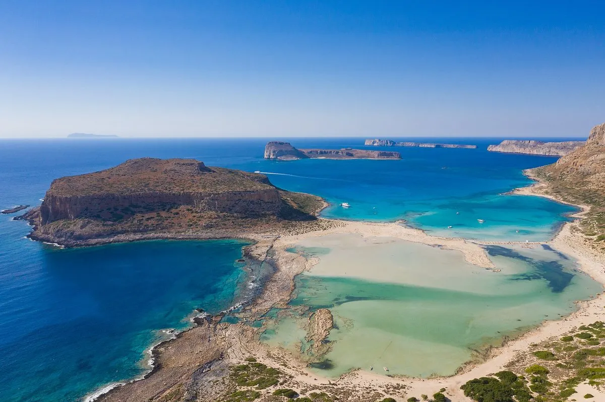 Balos lagoon and Gramvousa from the air