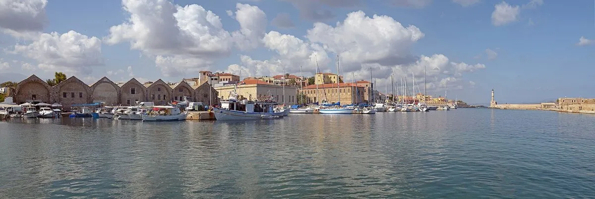 The Venetian harbour front and neoria from the water