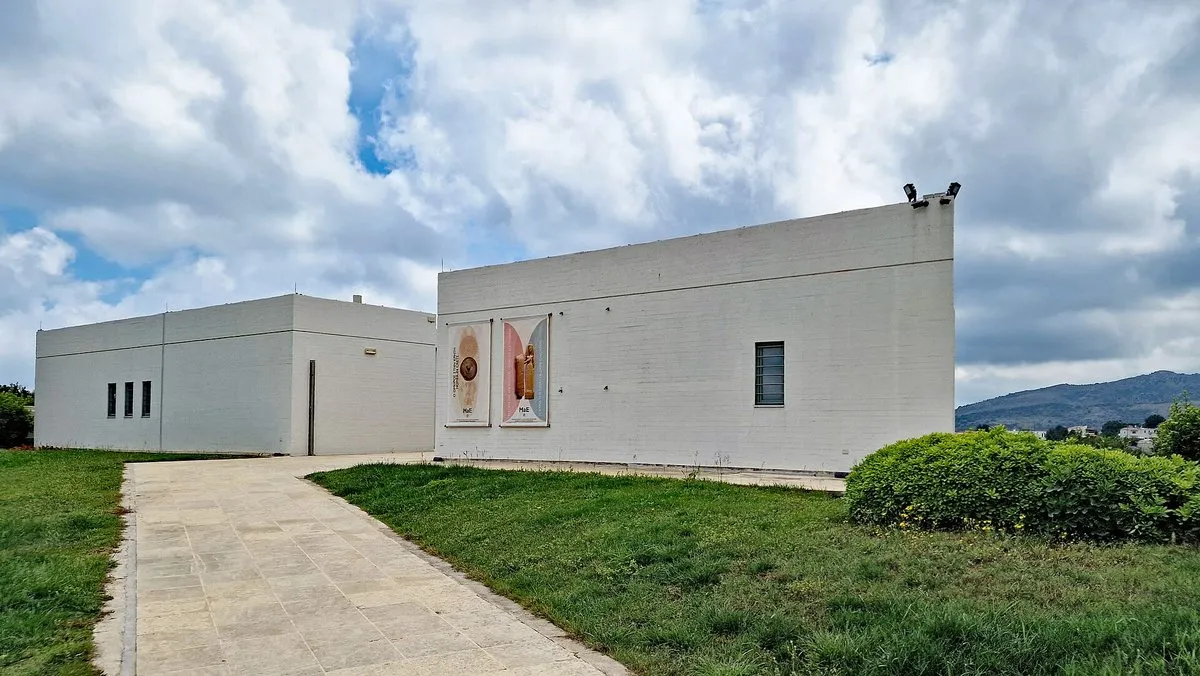 The Museum of Ancient Eleftherna, a low modern building set into the hillside