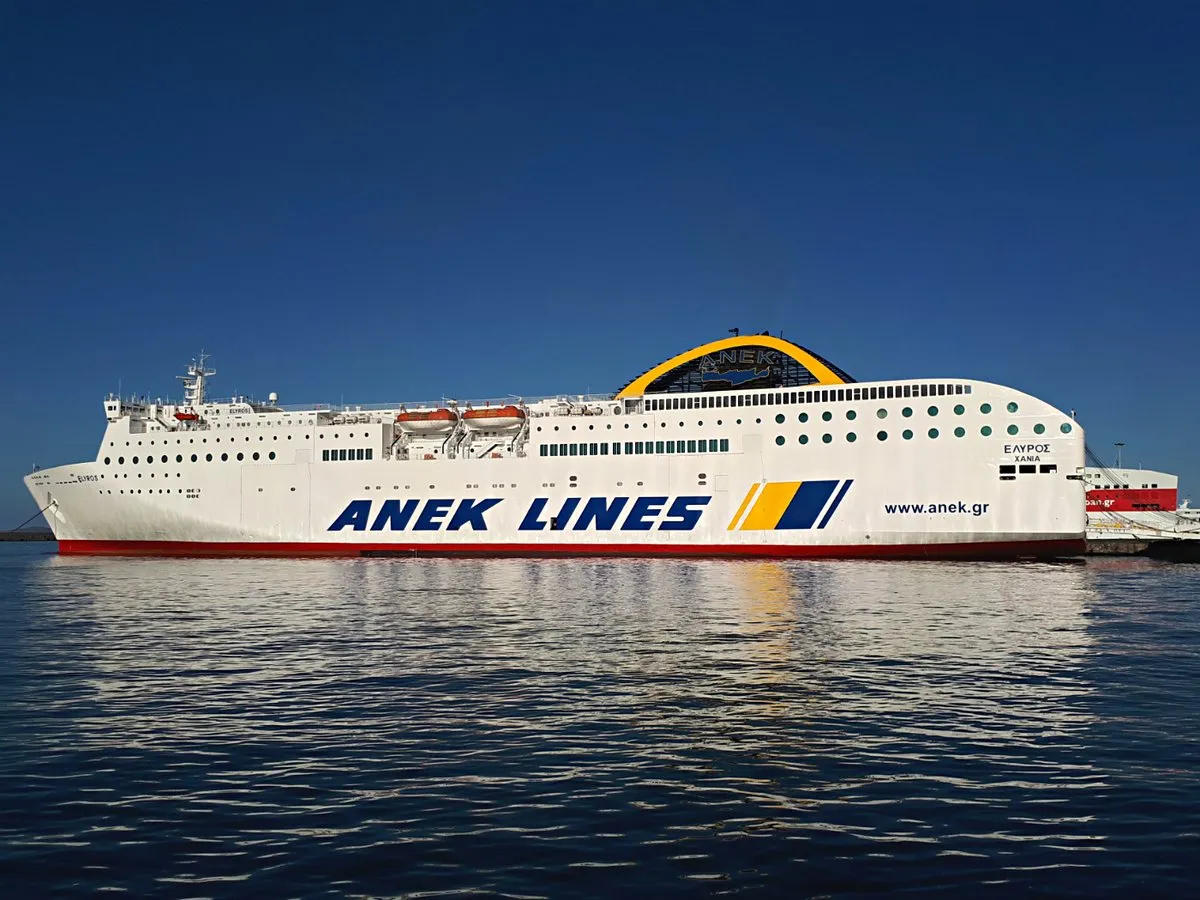 The ANEK Lines ferry Elyros alongside in Heraklion