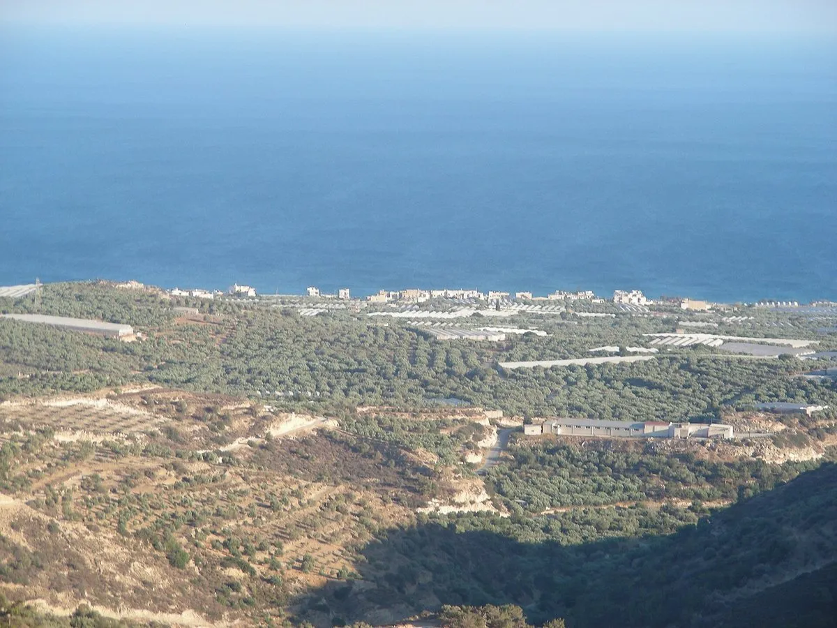 The Koutsouras coastal plain from the gorge slopes