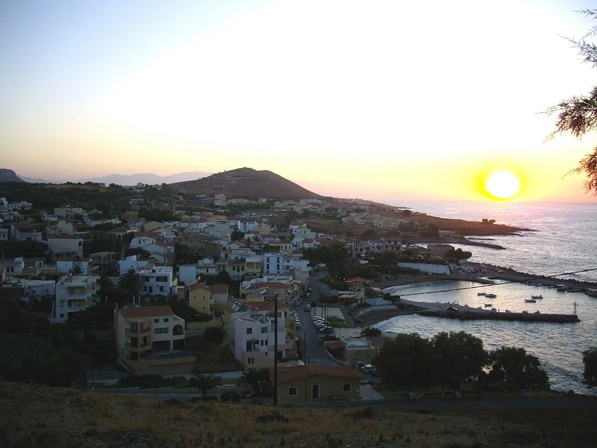 The village and bay at dusk
