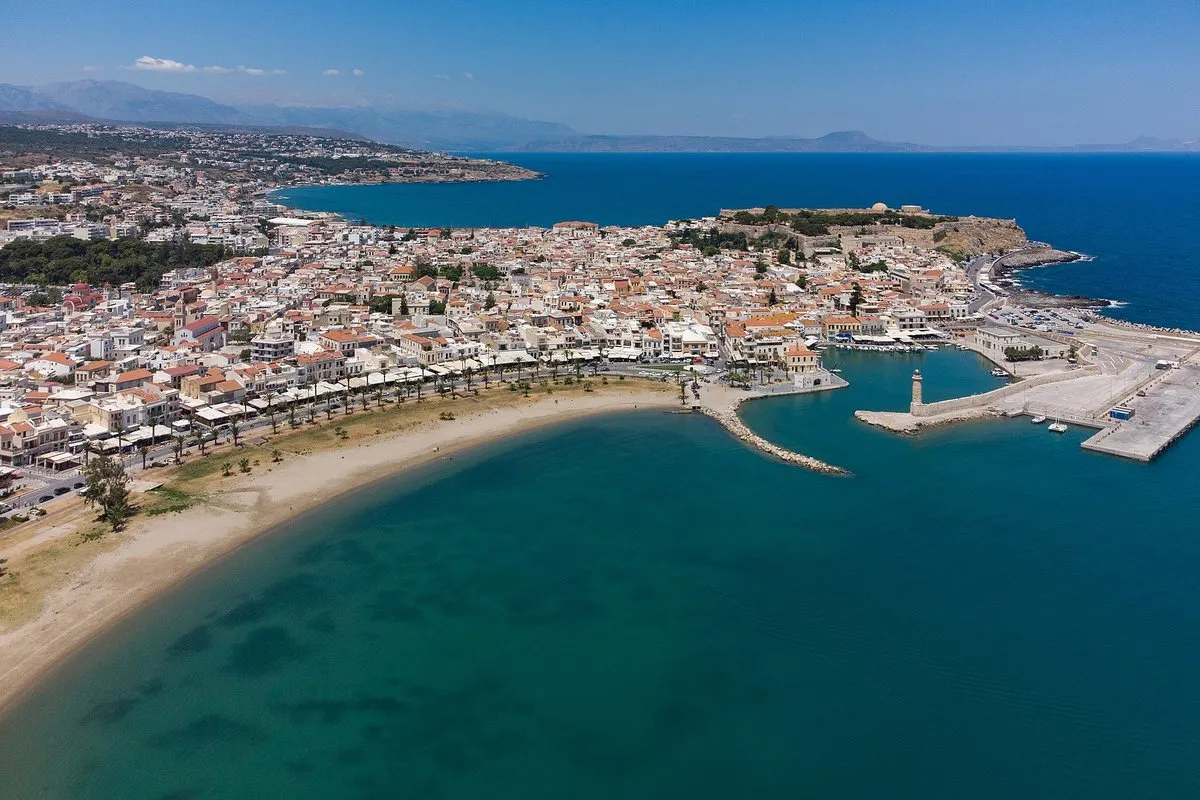 Rethymno old town, harbour and Fortezza from above