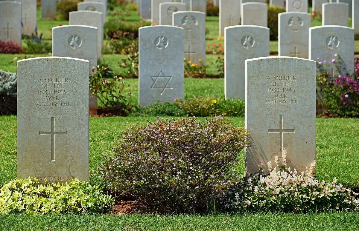 Headstones and planting at the Souda Bay cemetery