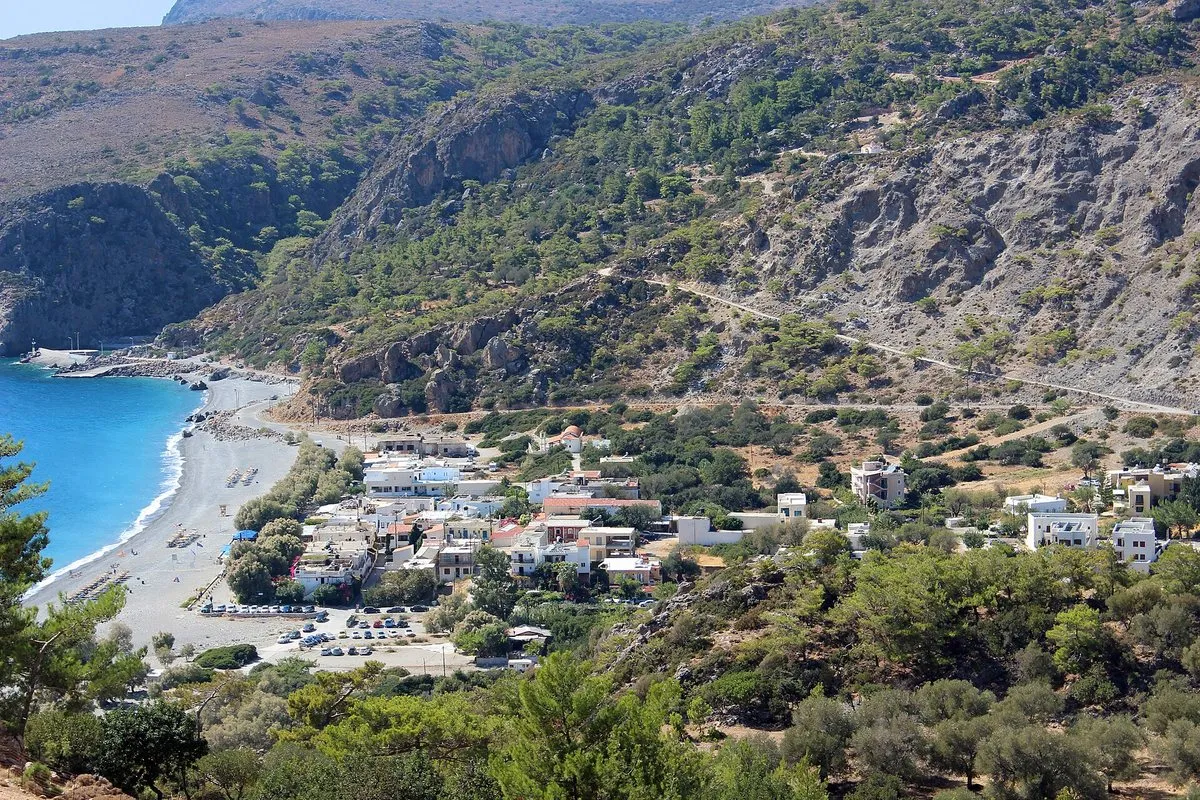 Sougia’s bay and low village from the eastern slope