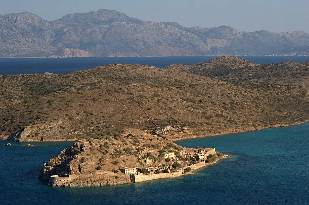 Spinalonga island and its channel from the hillside