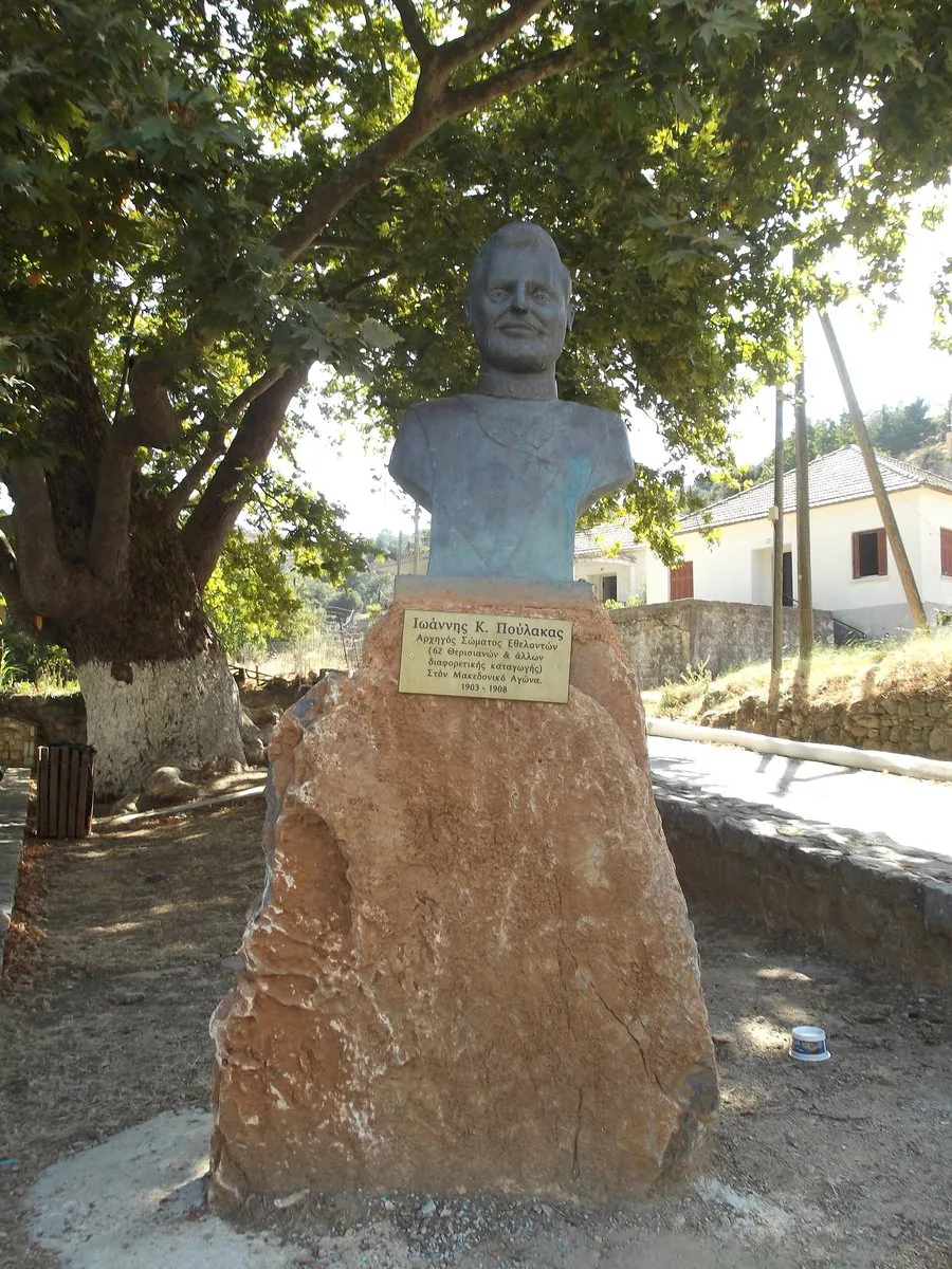 The bust of Ioannis Poulakas under the planes
