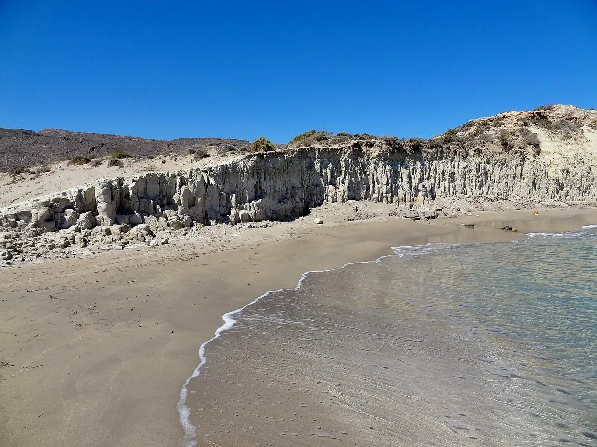 White clay bluffs above the shore at Xerokampos
